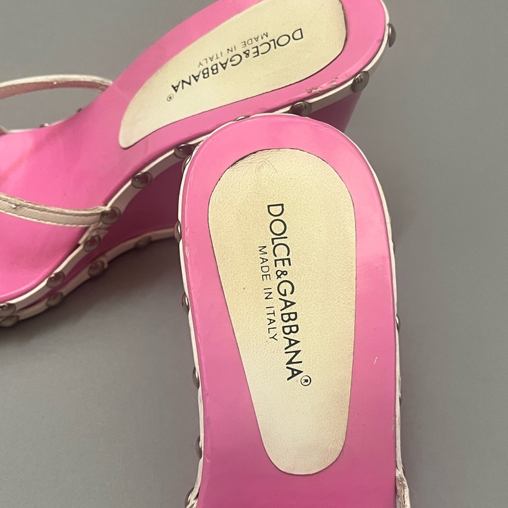 Dolce & Gabbana Pink Wedge Shoes with Transparent Straps - Picture 3 of 6